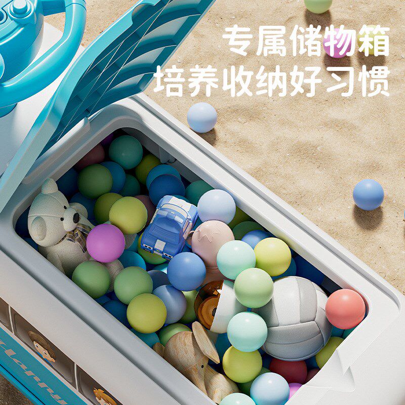 儿童四轮灯光音乐m平衡车宝宝学步滑步车玩具巴士车吹泡泡机
