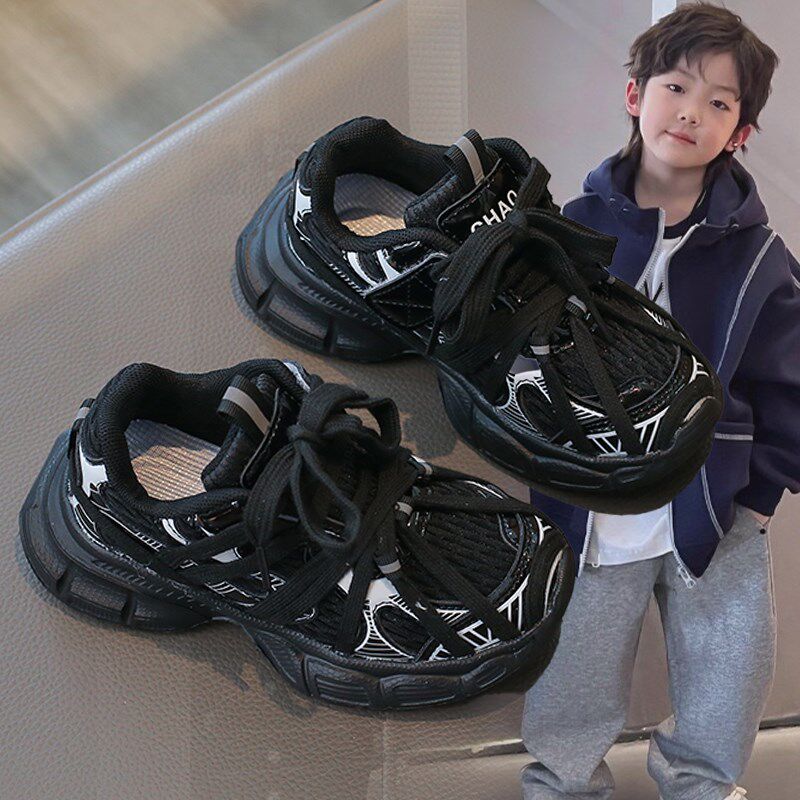 儿童韩版运动鞋2025春秋新款男童老爹鞋网面轻便防滑W休闲跑步鞋