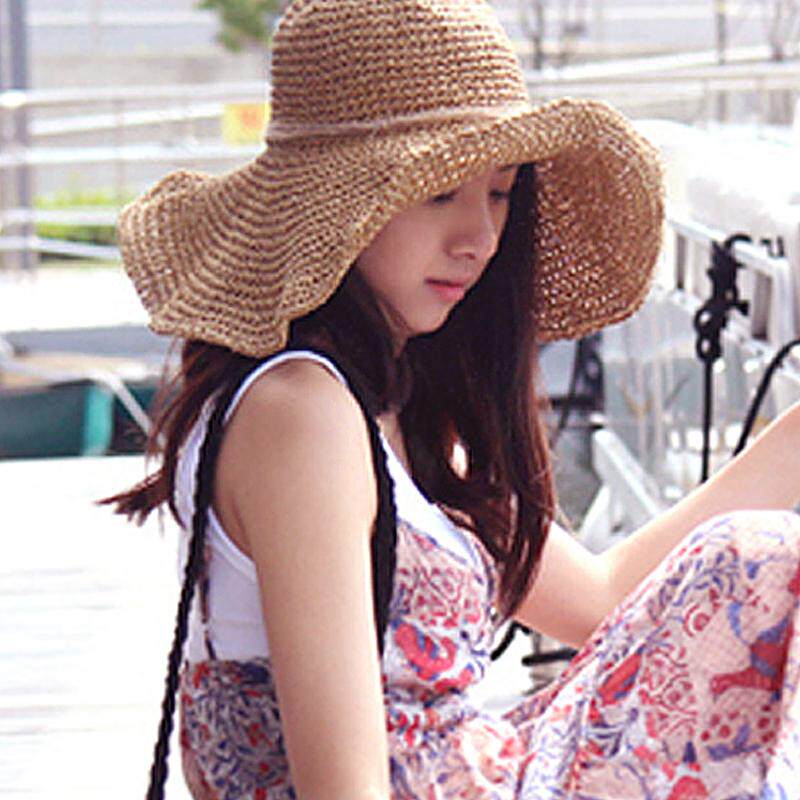 大檐帽子遮阳沙滩草帽女夏天海边时尚百搭韩版潮大沿防晒帽太阳帽