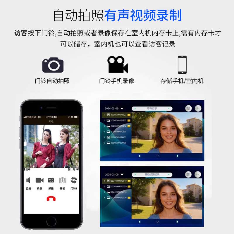 anjielosmart2线7寸楼宇可视对讲门铃门禁系统远程监控