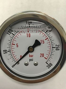 轴向充油压力测量表 20bar 300psi 轴向耐震表 YN-68 螺纹 NPT1/4