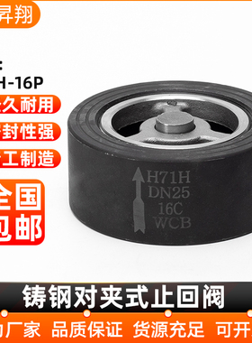 碳钢对夹式止回阀H71H-16P弹簧式加厚单向止逆阀门DN25 50 100