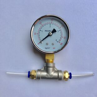 4kg 压力表直径60mm 60加三通 cm2压力表带4mm外径气管三通接头