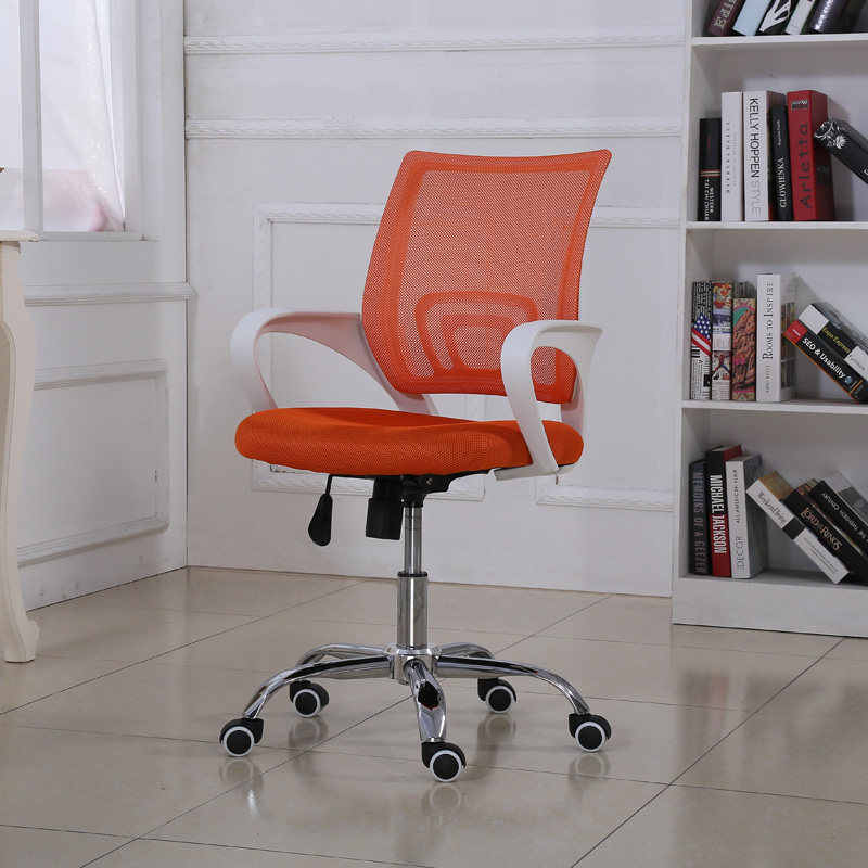 新款简约时尚网布电脑椅钢架脚员工升降办公椅家用椅固定扶手转椅