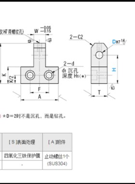 铰链座 侧面安装型 单耳环型HKSBB HKSBS (H7螺纹型) HKSBBT