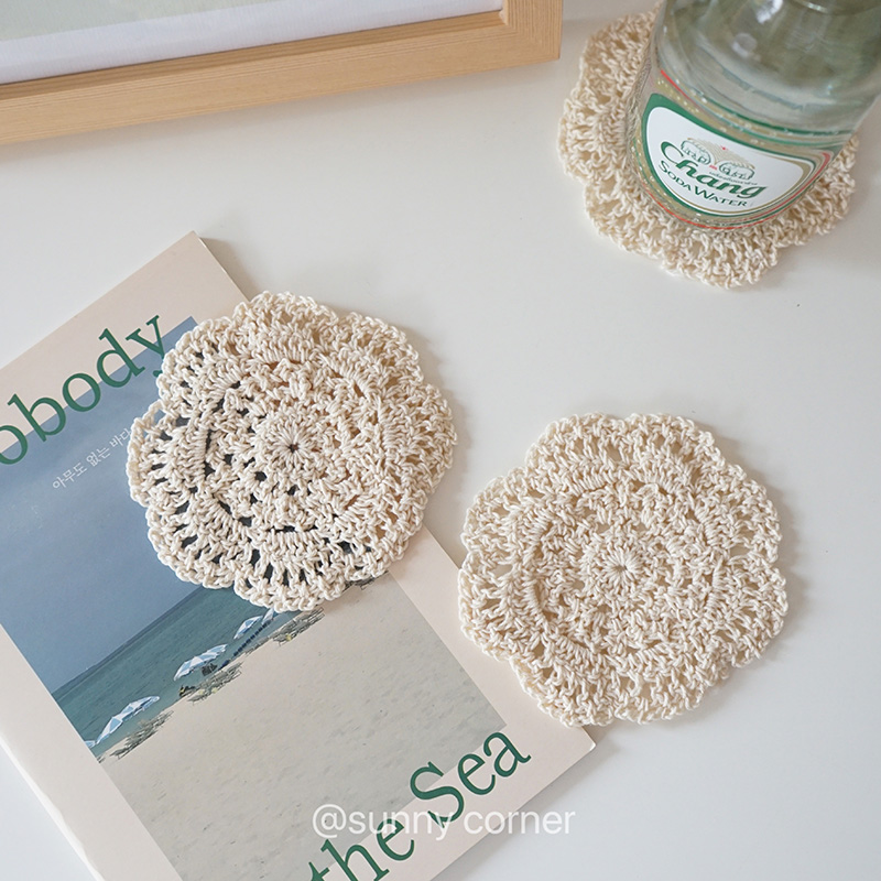 元气角落 复古ins风蕾丝杯垫手工钩花碗垫餐垫桌面拍照背景装饰垫