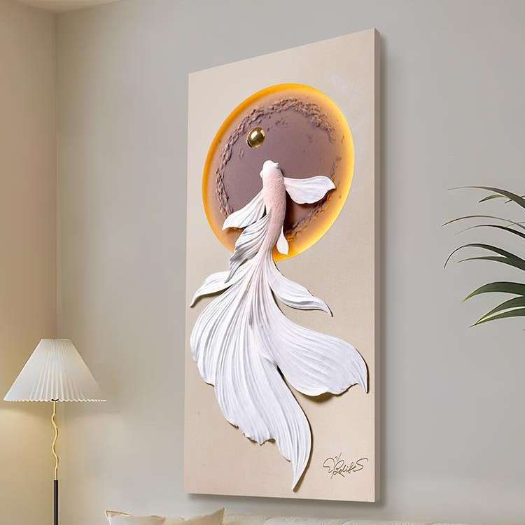 3d立体浮雕玄关挂画走廊过道灯光现代奶油风感入户客厅装饰画图片