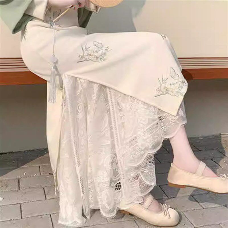 绝美旗袍内搭打底蕾丝半身长裙女2025春季新款搭配古装唐装的衬裙