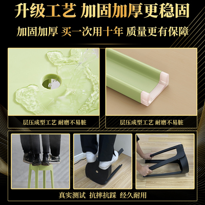 餐厅等位椅塑料凳子商用可叠放圆板凳餐饮备用椅子加W厚特厚风车