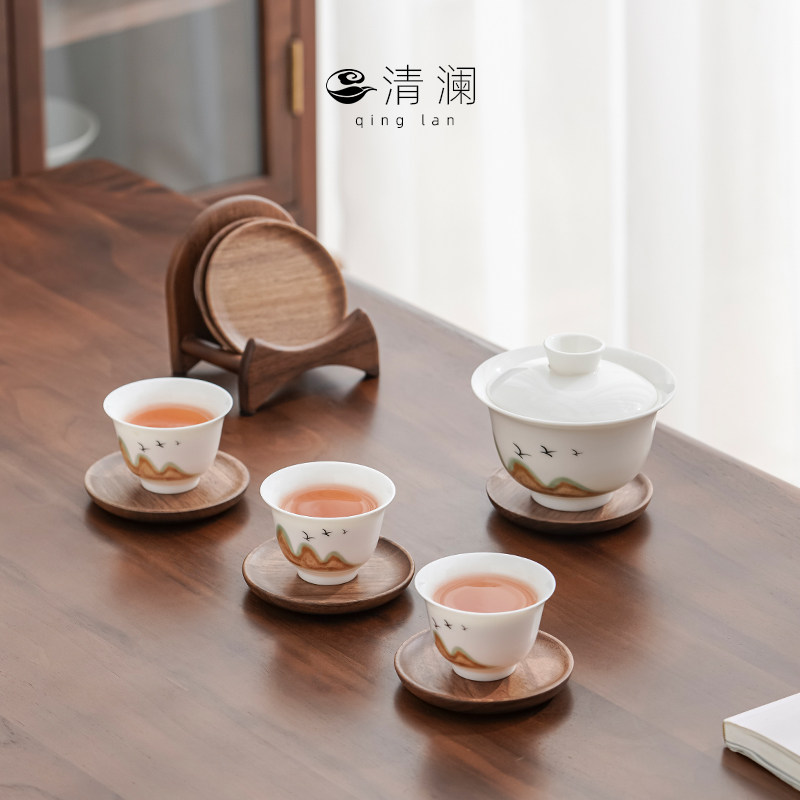 茶杯垫茶道功夫茶具配件茶盘茶桌A摆件实木隔热垫茶托底托茶杯垫