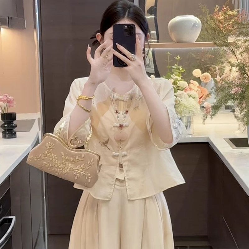 新中式国风禅意茶服女夏季2025年新款改良汉服古风轻薄款唐装上衣