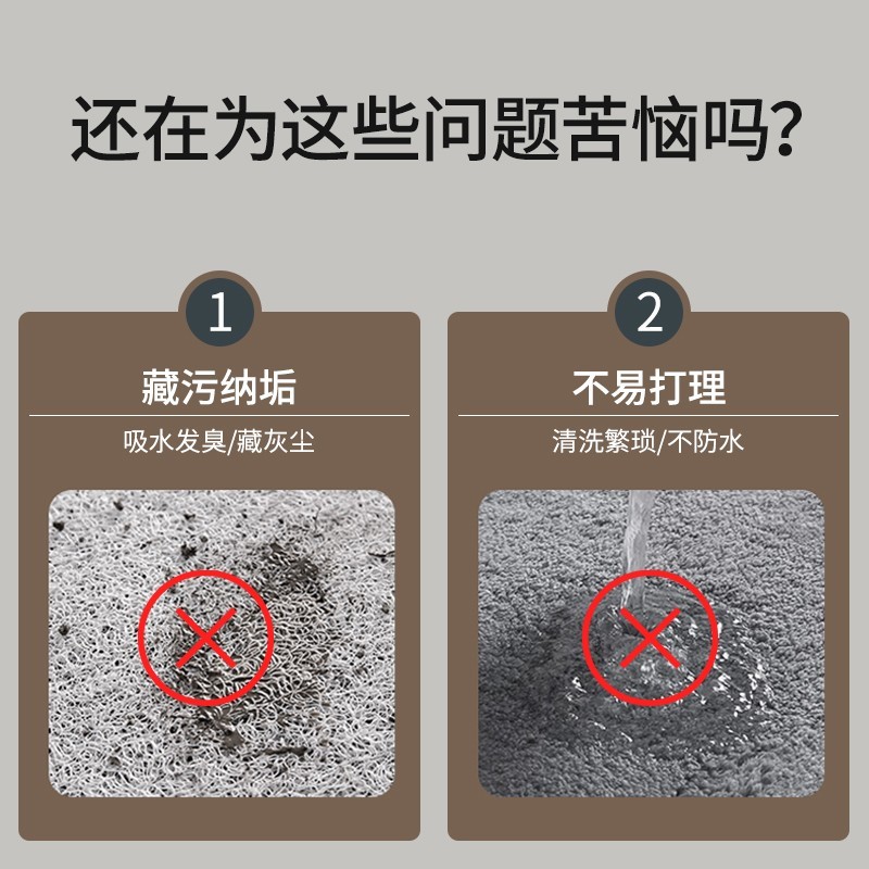 侘寂风入户门进门防滑地垫 家用z大门口玄关可擦免洗脚垫可定制PV