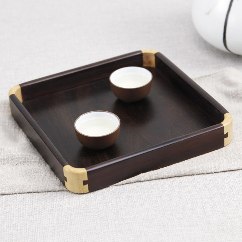 红木雕刻工艺品正方m形大叶紫檀茶盘家用茶木托盘承盘家用茶盘实