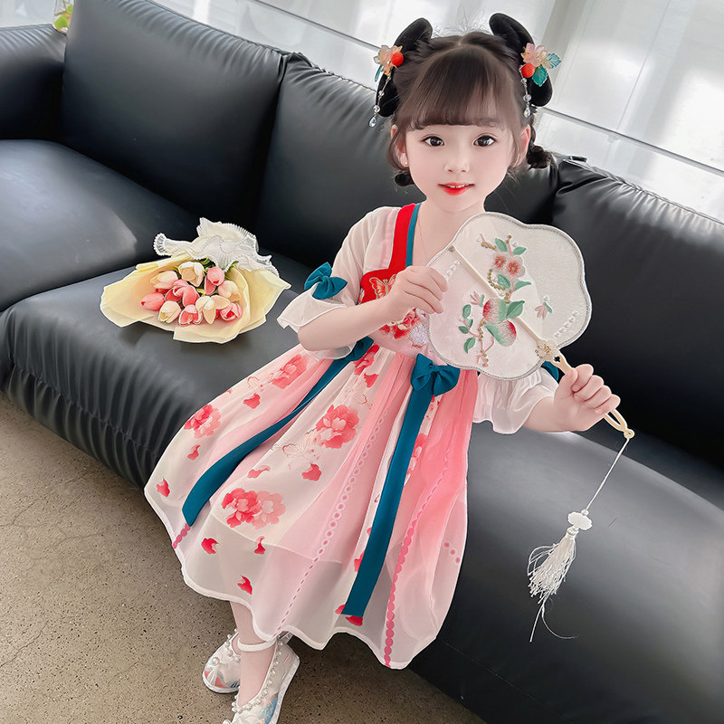 汉服女.童夏款中国风公主裙2023新款唐装夏装儿.童裙子古风旗袍裙