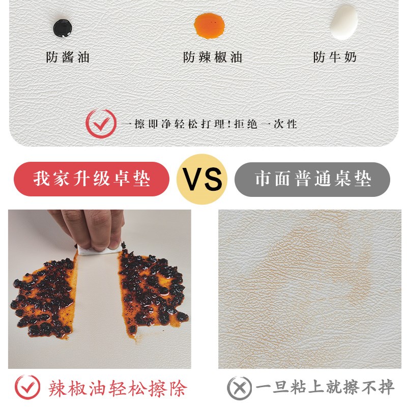 简约高级感桌布桌垫免洗防油防水防烫现代皮M革餐桌垫子茶几保护