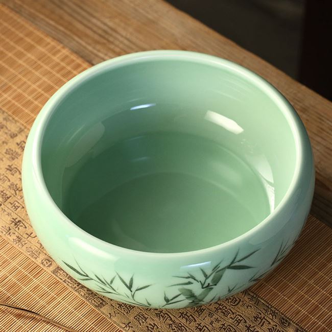 陶瓷茶洗特大g号青白瓷杯洗茶具配件洗茶碗水盂家用笔洗水洗
