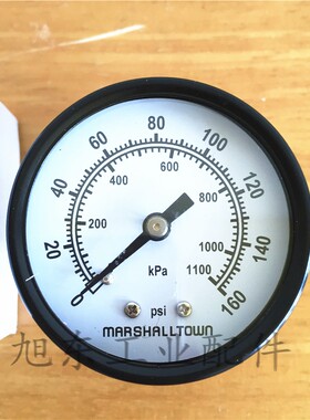 美国Marsh马绍恩美标双刻度0~160PSI水压表气动气压表压力表