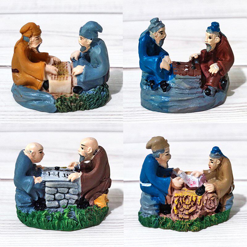 微景观古代中式树脂人物品茶琴棋书画山水盆景diy造景沙盘小摆件