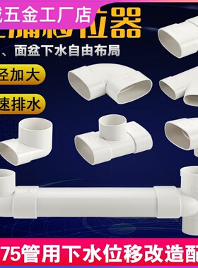 三通变径管道扁圆异径75扁管配件弯头椭圆管扁口pvc马桶移位器