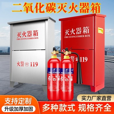 二氧化碳灭火器箱2只装3公斤不锈钢co2干冰灭火器箱5/7kg消防箱