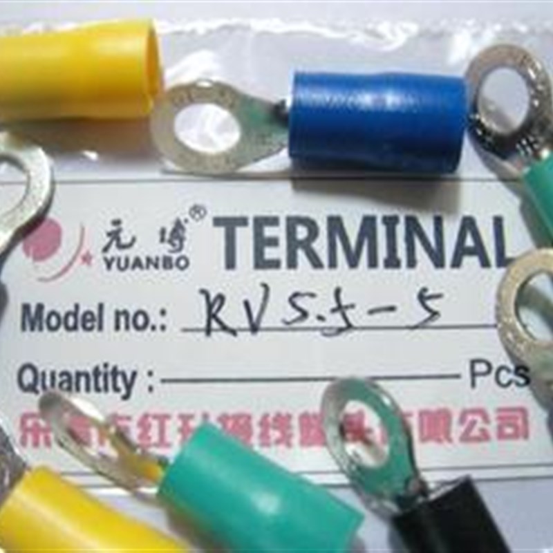【厂家直销】圆形预绝缘端头RV5.5-5冷压端子500只/包 电线接头
