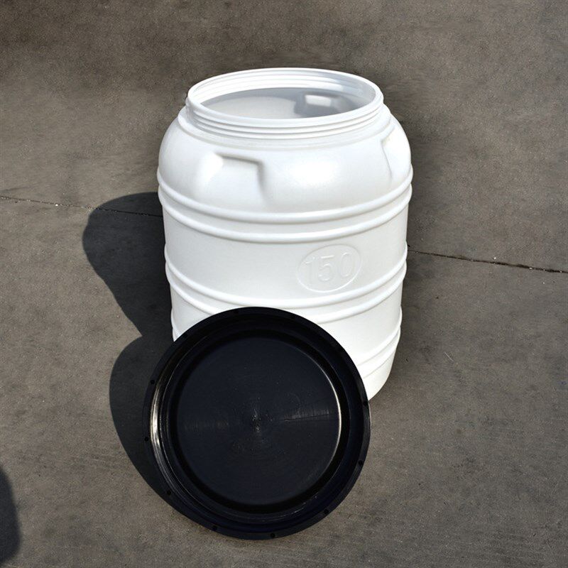 加厚立式塑料圆桶圆形带盖塑料水桶白色立式150L水产桶储水桶油桶