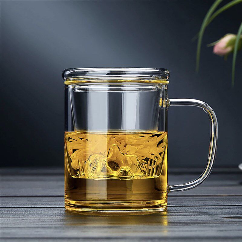 高硼硅耐热玻璃加厚茶杯办公室茶水分离三件式泡茶杯家用水杯