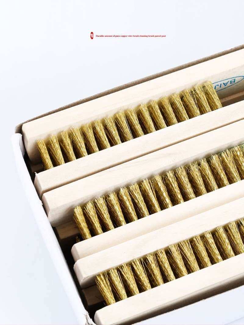 手工细丝超密木柄铜丝刷刷刷硬毛刷工业刷长板用去铁Y刷子镀铜长