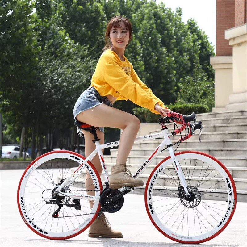 公路自行车赛车超轻成人男式直把单车超快J城市弯把女变速700c男