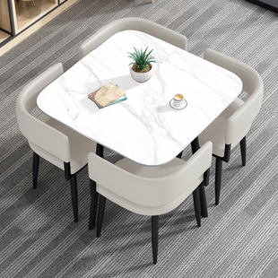 岩板接待洽谈桌椅组合方形家用小户型饭桌现代简约休闲阳台小圆桌