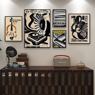 音乐主题装饰画琴行琴房钢琴上方挂画教J室抽象艺术海报背景墙壁