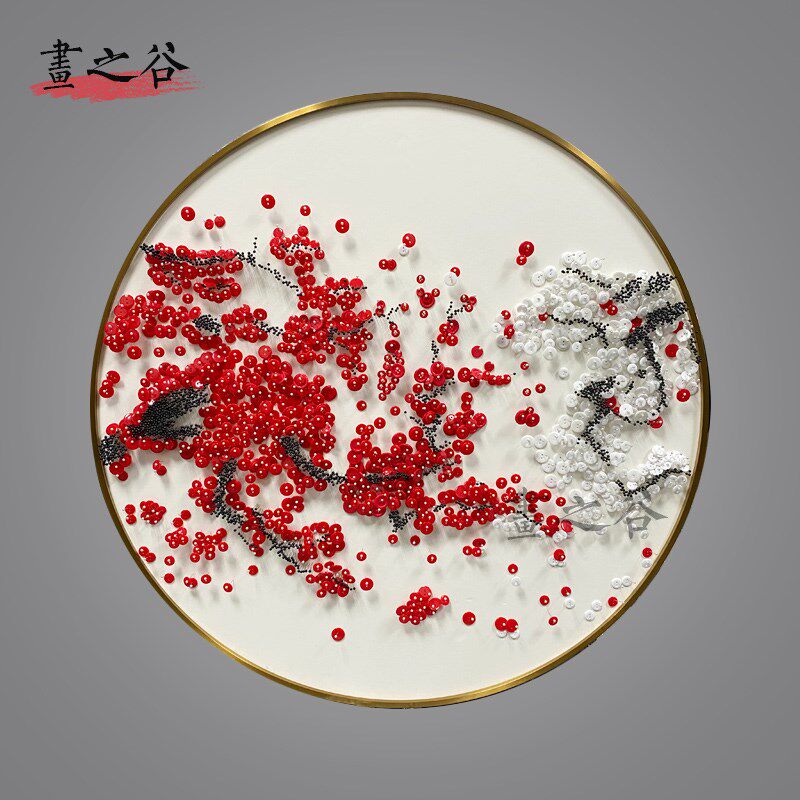 样板间新中式实物画立体扣子树枝抽象装饰画 禅意玄关挂画壁画