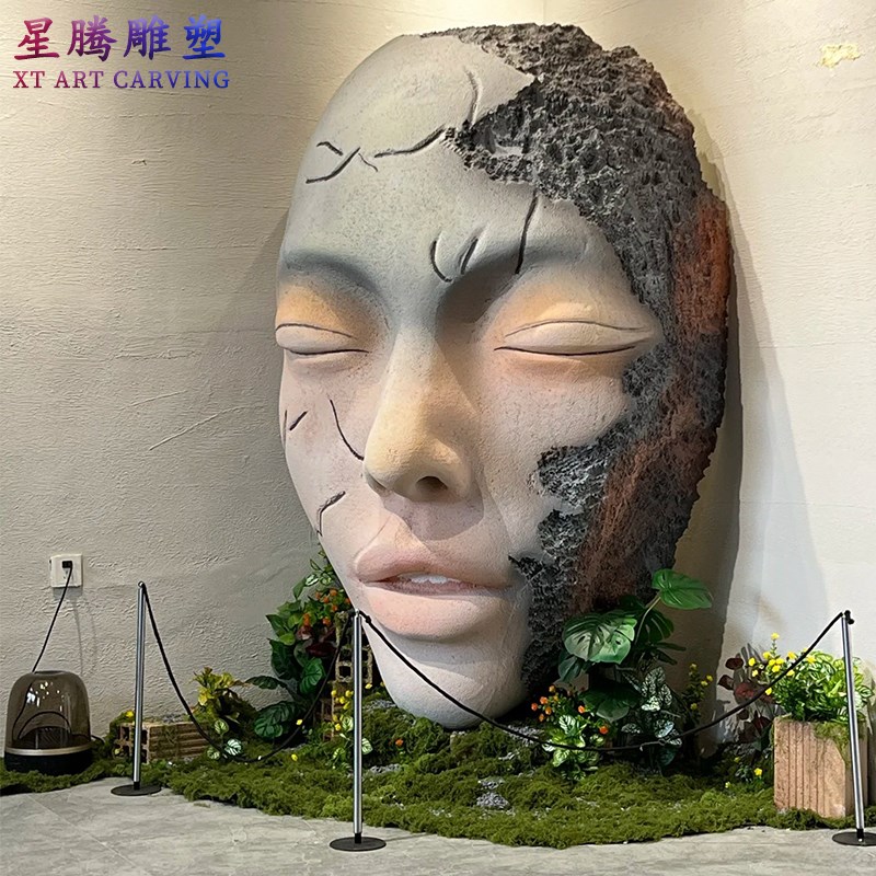泡沫雕塑巨型人脸定制五r官艺术面具模型酒吧餐吧背景装饰美陈制图片