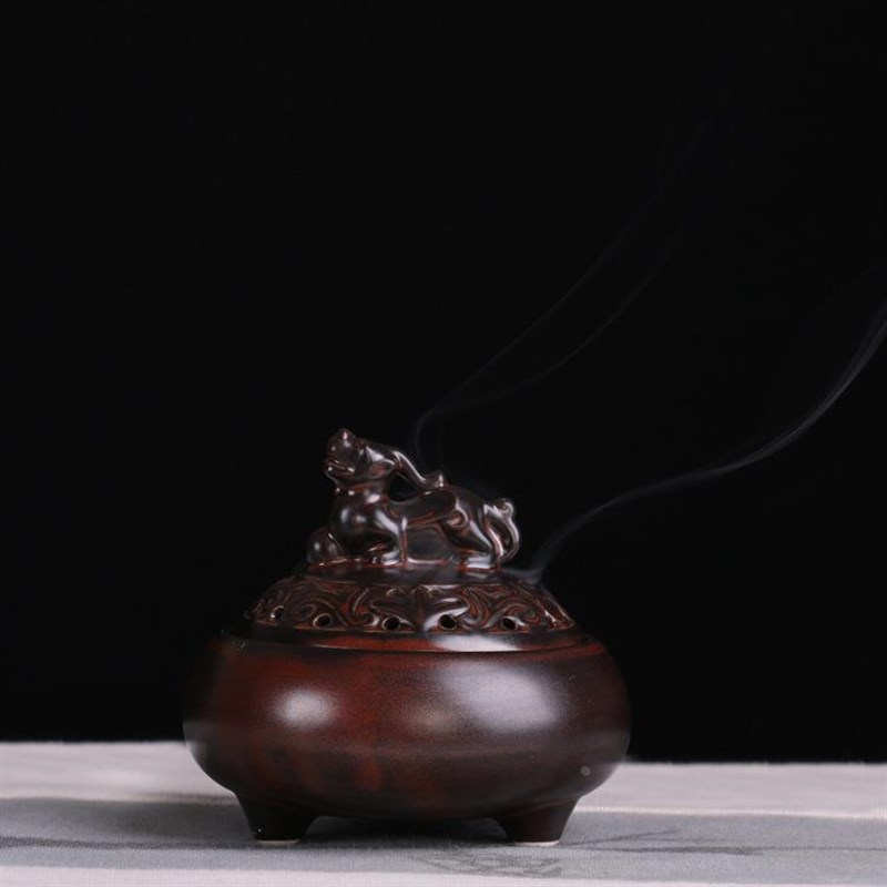 貔貅陶瓷香炉倒流沉香创意香炉古典传统摆件倒流烟复古盘香炉直销