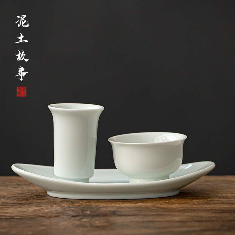 闻香杯套装日式品茗杯p茶杯单杯白瓷茶碗陶瓷杯垫家用功夫茶具茶图片