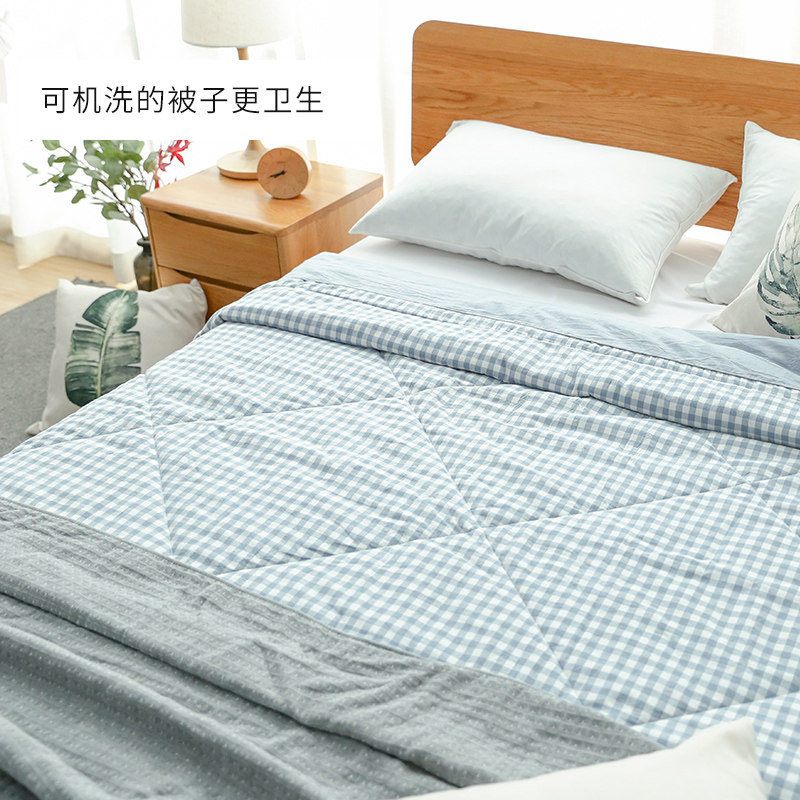 可机洗水洗棉空调被夏凉被夏被四件套学J生宿舍三件套轻薄被子四