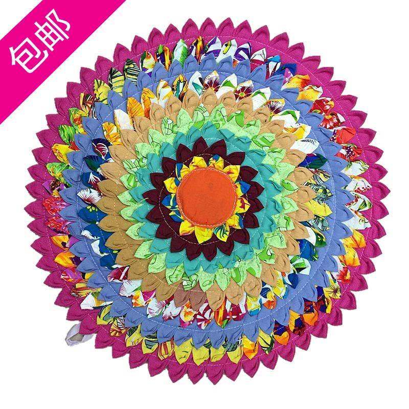 泰国手工拼布坐垫形椅子垫沙发汽车垫蒲团花0786垫民圆族风饰家莲