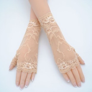 肉色蕾丝防晒遮手背疤痕夏天手套超薄遮住手背露手指头的遮疤饰品