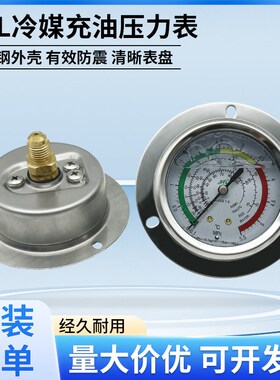 冷库制冷机组压力表R410A冷媒表冷干机雪种表中央空调充油压力表