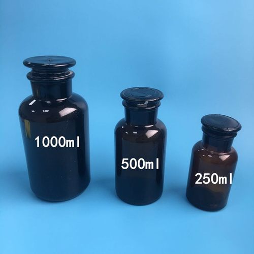 茶色白色加厚广口瓶磨砂口试剂瓶玻璃瓶酒精分装瓶500ml1000ml250