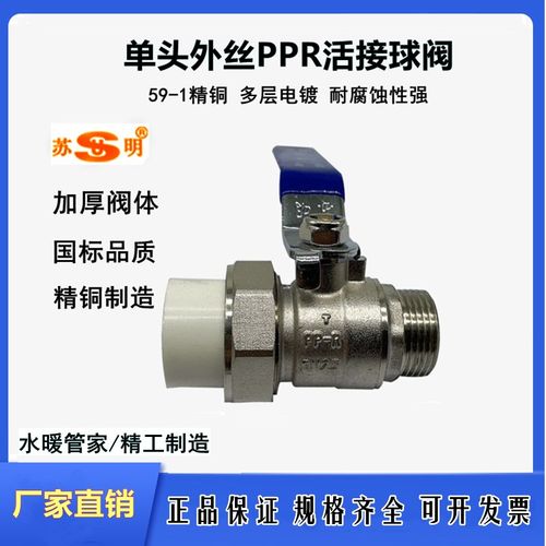 苏明铜球芯内外丝PPR铜球阀活接阀门自来水开关球阀PPR20*4分外丝