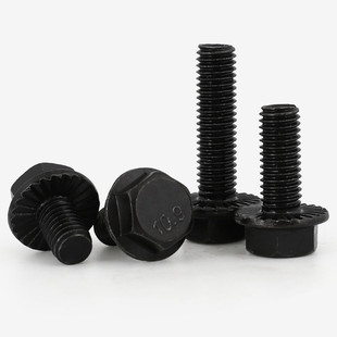 M6M8M10M12 10.9级高强度带齿法兰面外六角螺丝螺栓加大型GB5789