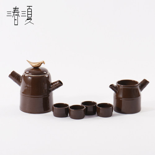 新中式禅意褐色功夫茶具套装茶室博古架茶道茶台茶桌软装饰品摆件