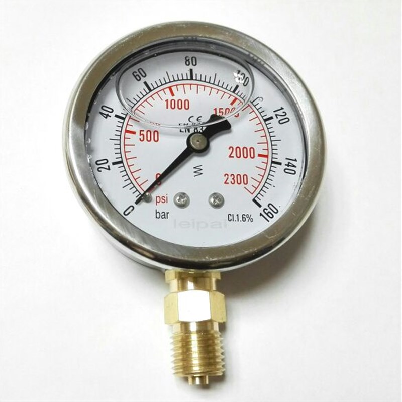 耐震压力表 cl.1.6% 立式 2300psi 160bar 直径62-68mm 牙m14x1.5