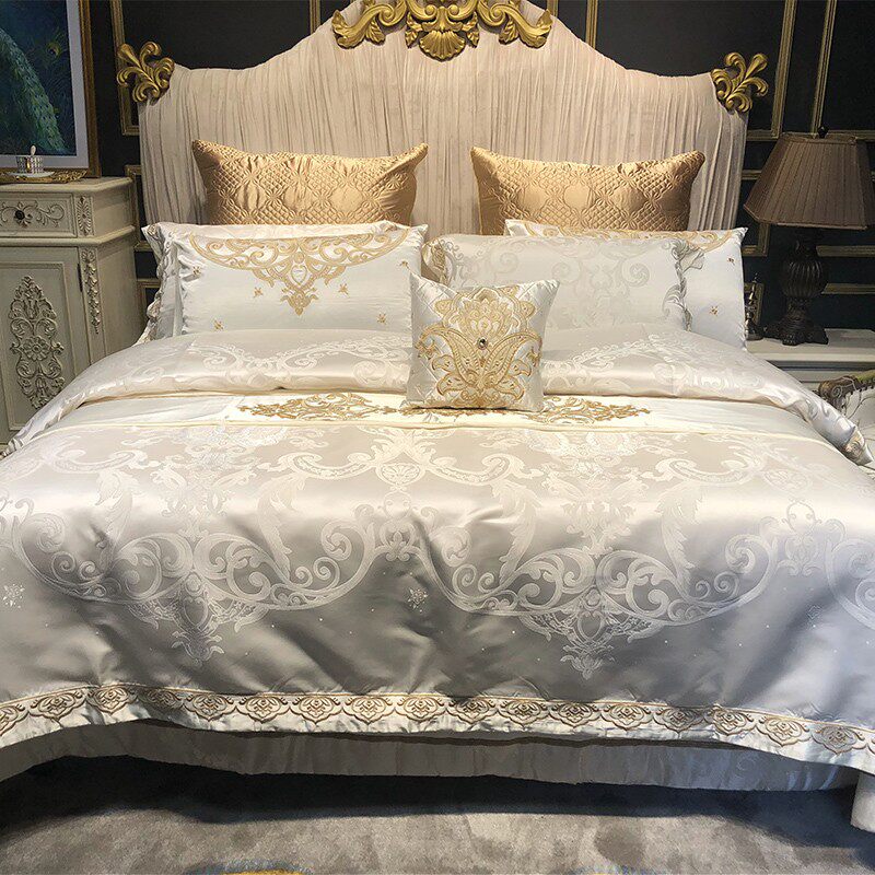 欧式床上用品 锦缎j提花 多件套1.5/1.8m2.0m床品四六八十件套婚