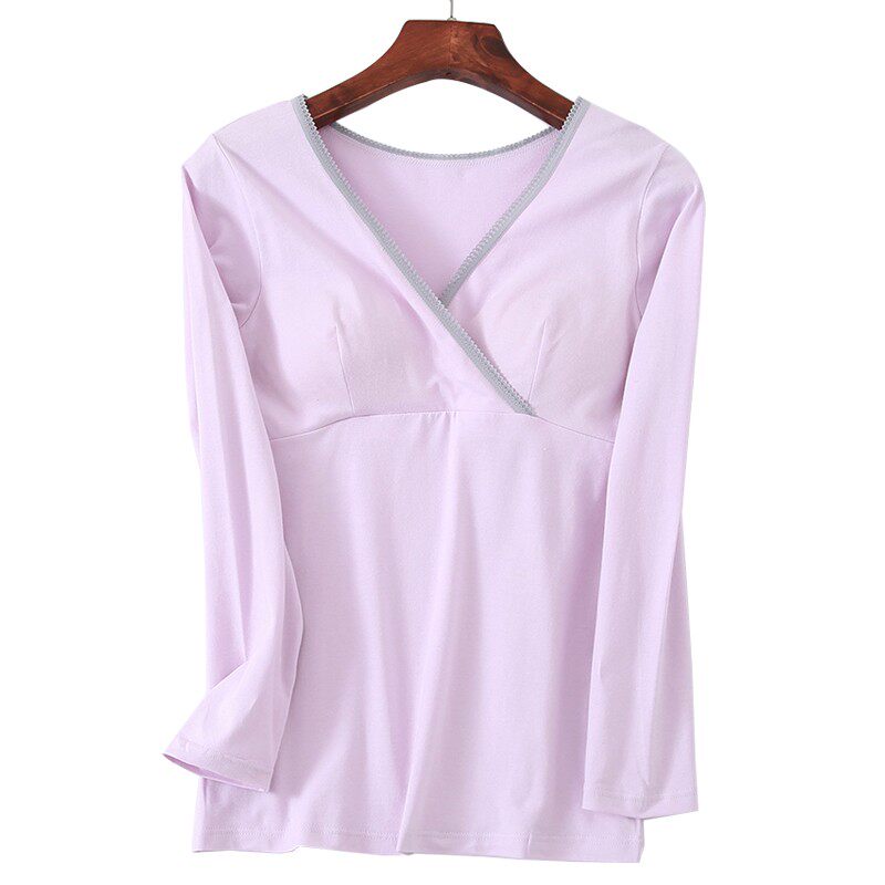 秋冬月子服外出喂奶衣纯棉长袖上衣孕妇哺乳衣产后家居服秋衣T恤