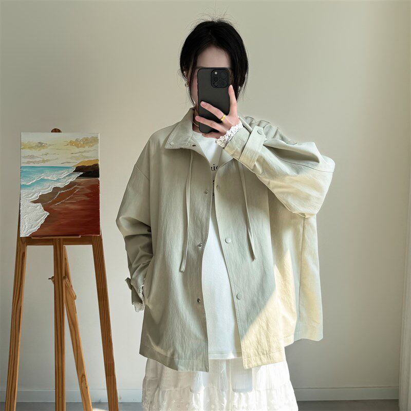 孕妇装外套春秋外穿百搭遮肚子不显怀小个子蕾丝拼接袖口短风衣