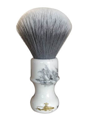 帝诗大规格灰色高弹柔软人造丝头剃须刷仿P大理石云纹手柄胡刷