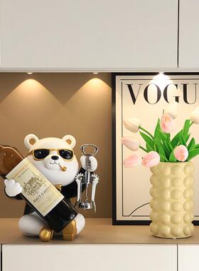 创意可爱熊客厅玄关红酒架样板房书房客厅家居装饰品摆件