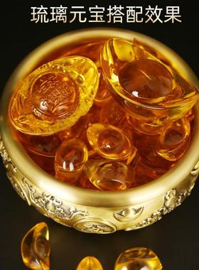 五福聚宝盆招财摆件全铜聚财家用客厅装饰品工艺品新中式铜器黄铜